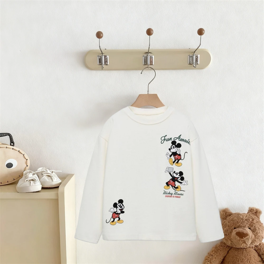 ميكي ماوس تي شيرت ملابس عصرية للأطفال بعمر 2-7 سنوات تصميم جديد لطيف بلايز للأطفال بنين بنات رقيقة Crewneck قاع قميص #4