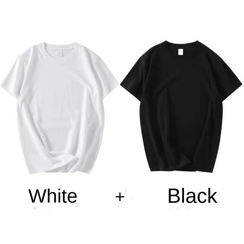 2PCS 100% Cotton Solid T Shirts Men's and Women's Short Sleeve White Tees Casual Breathable Loose Round Neck T-shirt Couple Tops, image 9