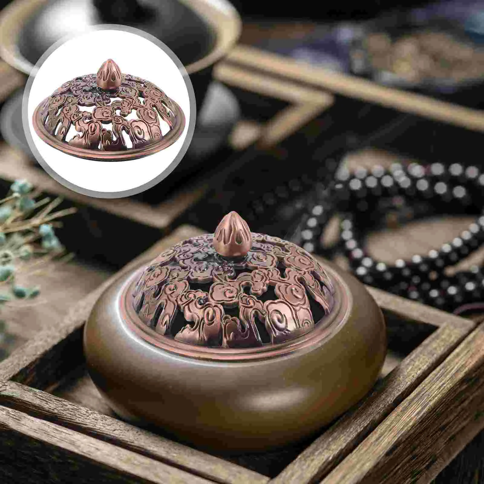 Ceramic Incense Burner Cover Copper Accessory Timeless Beautiful Guard Metal Holder Attachment