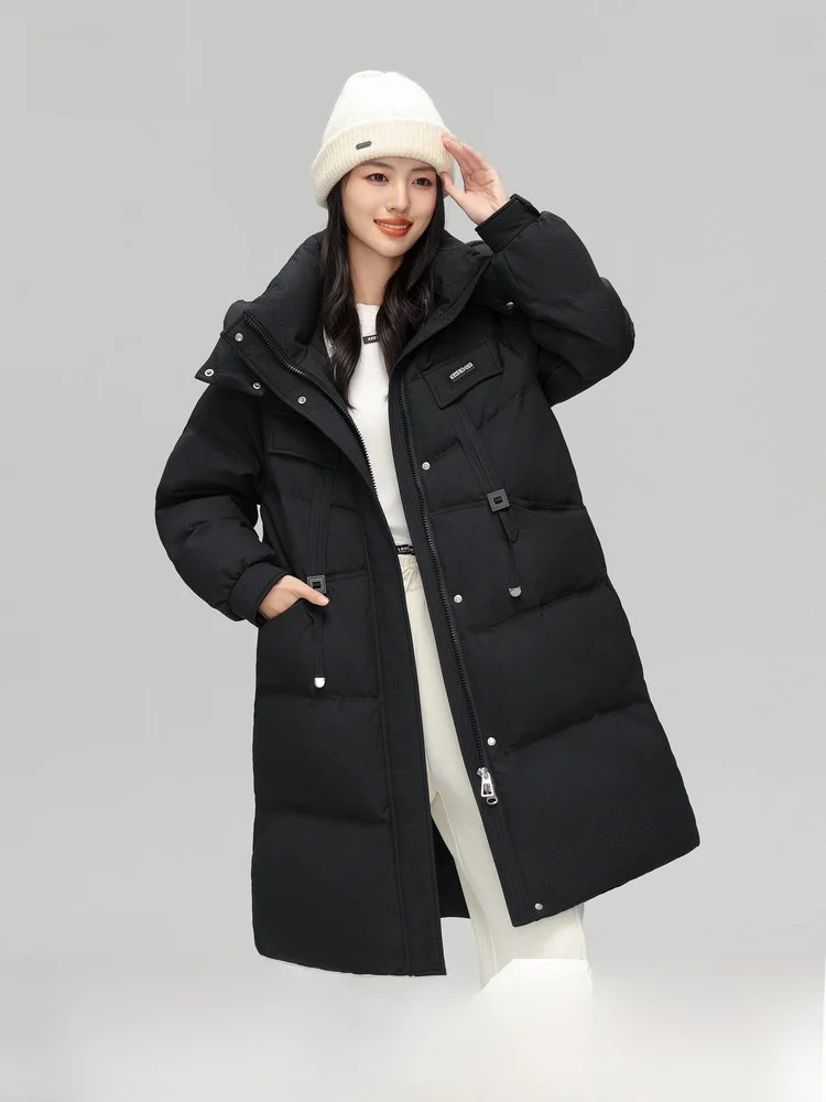 

Snow Flng Spring 2026 Women's Mid-Length down Jaet Detachable Hood Thiened Soft Beautiful Princ Sle Polyester Fiber