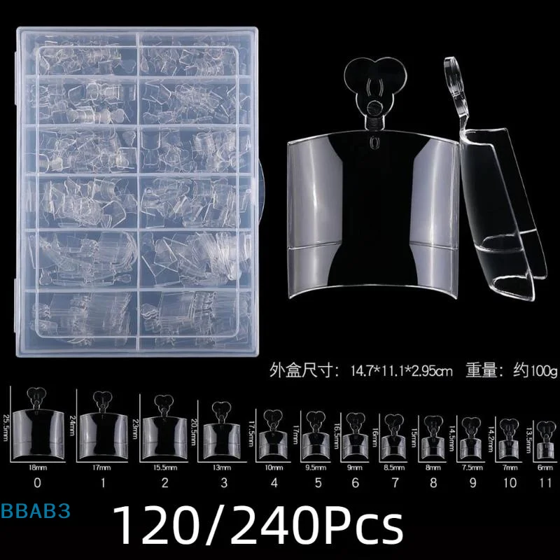 【B】120/240 قطعة أطراف أظافر وهمية شفافة نصف غطاء لأظافر القدم للباديكير المربعة اضغط على أظافر القدم للنساء لصالونات الأظافر DIY #2