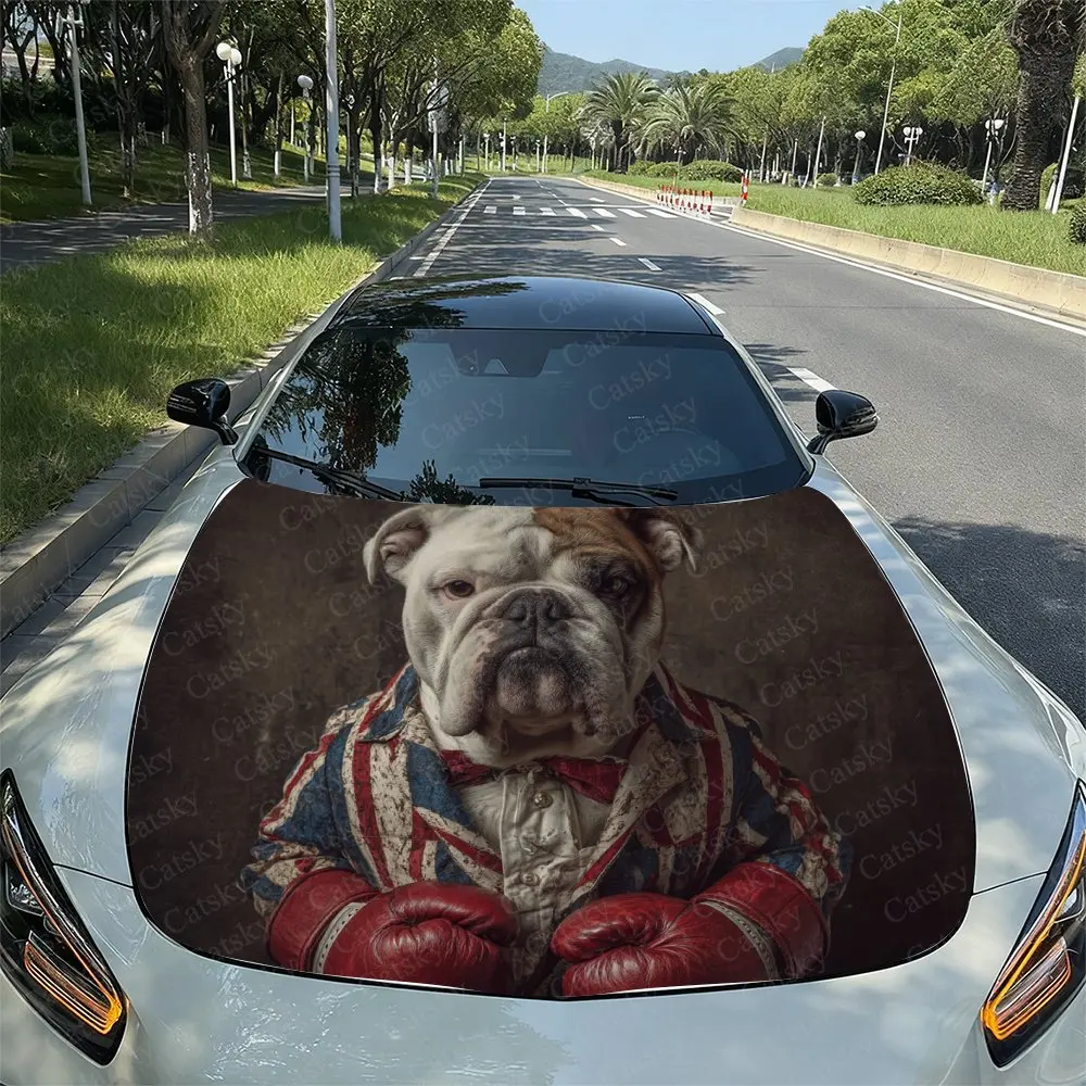 Bulldog Boxer Car Hood Decal Sticker - Durable Vinyl Wrap, Splash-Resistant & Easy Removal, Fit For All Cars - Automotive Access