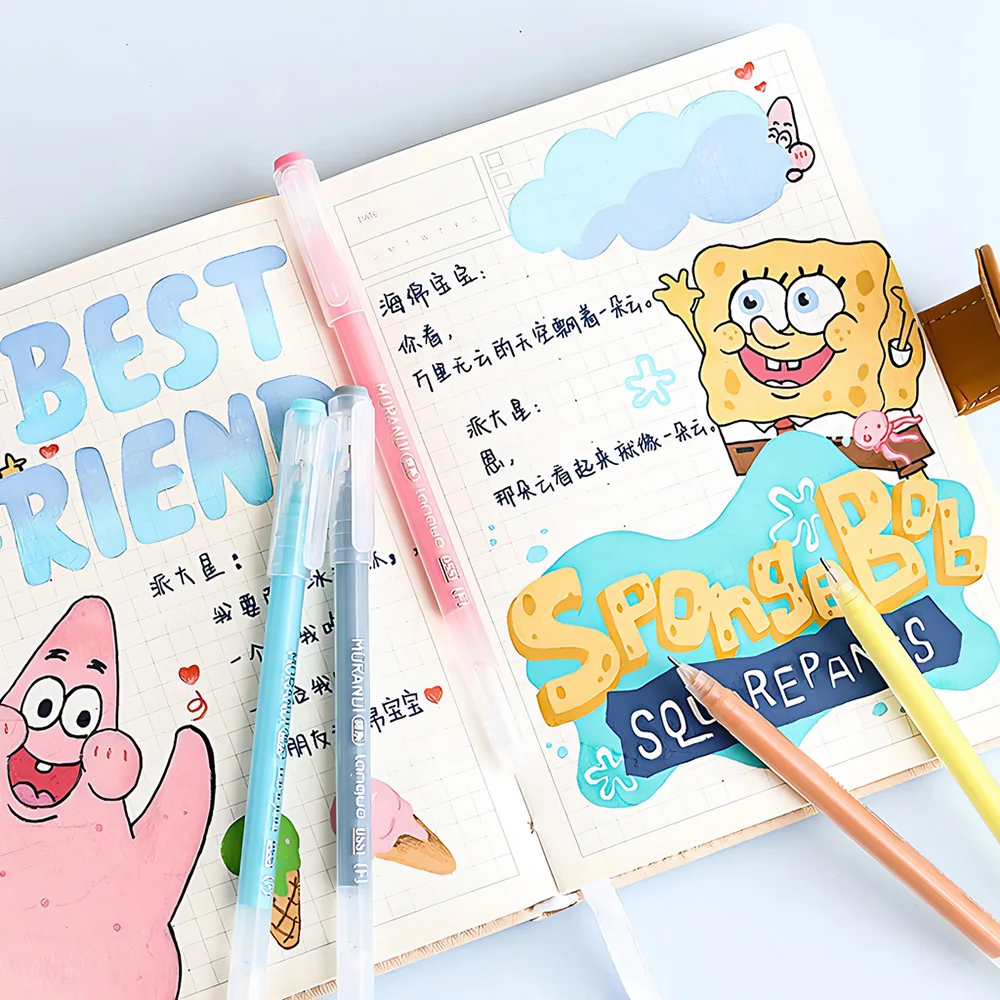 9Pcs Morandi Gel Pen Set 0.6mm Fine Tip Quick-Dry Aesthetic Pastel Colors for Manga Anime Sketching Drawing Graffiti Stationery