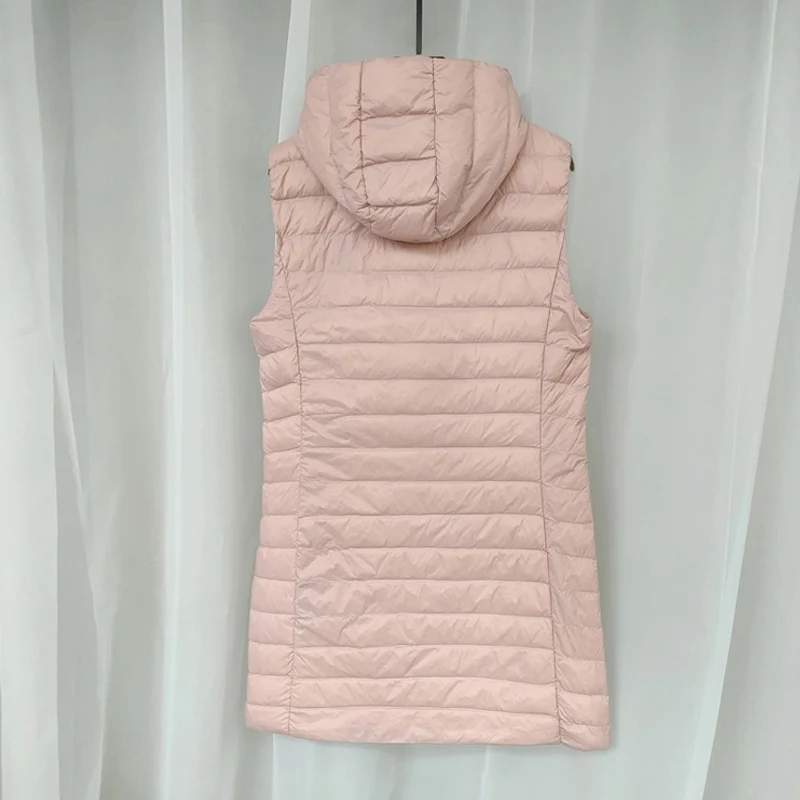 0-10℃ Ultralight Women Duck Down Vests 2024 Fall Winter Fashion Hooded Quilted Sleeveless Coats Puffy Feather Waistcoat Lining