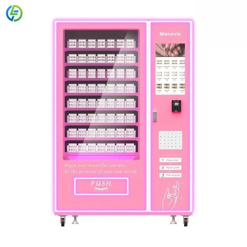 

Factory Price Smart Nail Beauty Vending Machine with LED Lights & Touch Screen, Press-On Nails Dispenser Customized