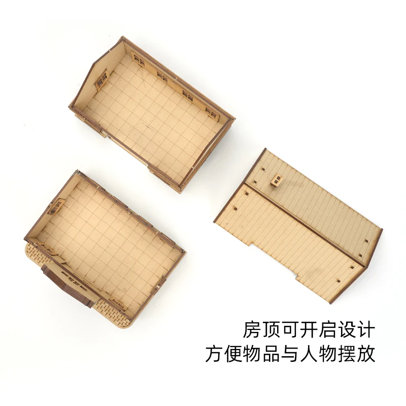 โมเดลอาคารสำนักงานสองชั้นสไตล์ยุโรป ขนาด 1/72 ทำจากไม้ ประกอบเอง ของขวัญงานฝีมือ DIY