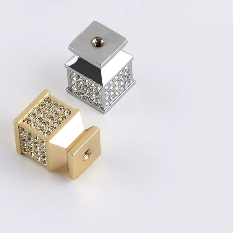 Modern Fashionable Diamond Furniture Handles, Single-Hole Round and Square Cabinet Drawer Handles, Home Decoration Hardware