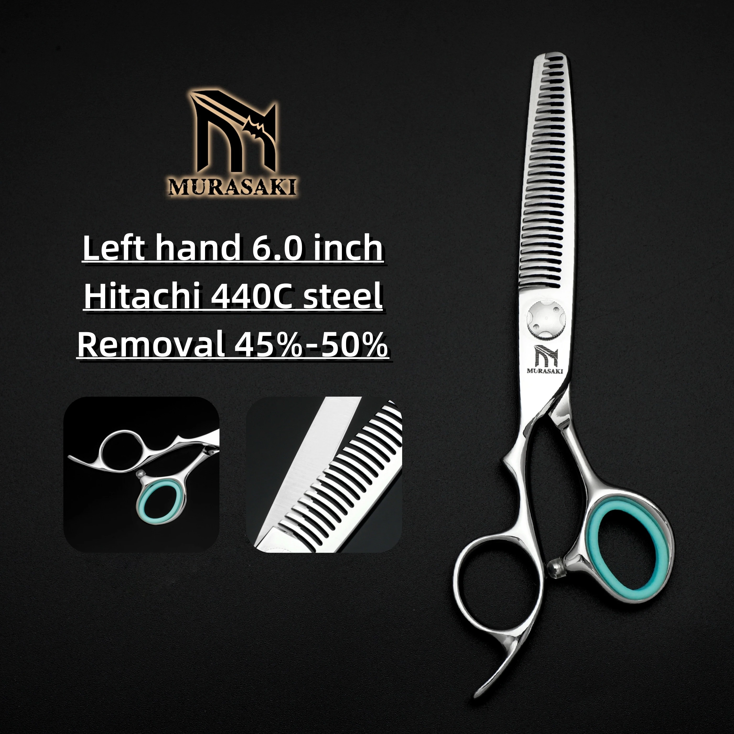Professional Left Hand Thinning Shears, Japanese Steel 6.0 Inch Hair Cutting Scissors, Razor Sharp & Ergonomic for Texturizing