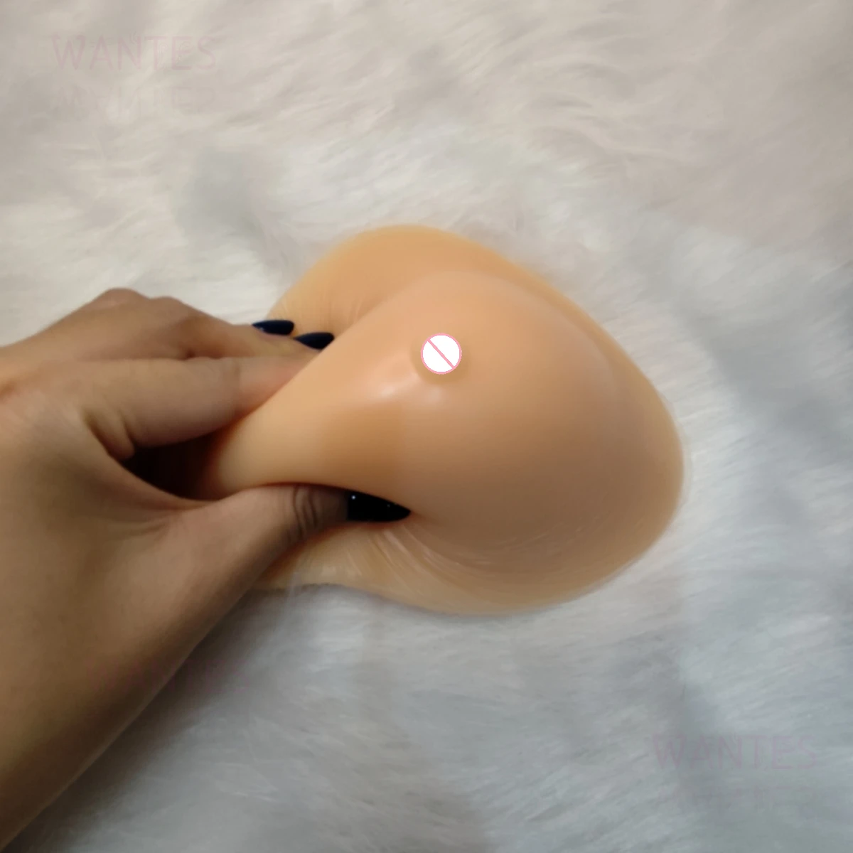 Single PC Silicone Breast Form,Skin Tone/Transparent,Pearl Particles,Concave Base Triangle, Crossdressing,For After Mastectomy