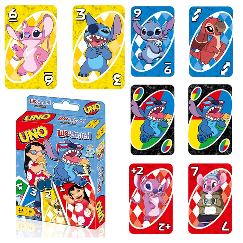 Mattel Games-Jogo de Cartas UNO LILO & STITCH, Noite em Família, Apresentando Gráficos Temáticos para Programas de TV, uma Regra Especial para 2-10 Jogadores