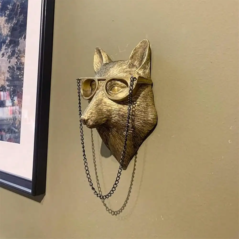 

Resin Animal Head Wall Decor, Faux Deer Fox Head Sculpture, Mounted Wall Hanging Decoration for Living Room Bedroom Kitchen Gift