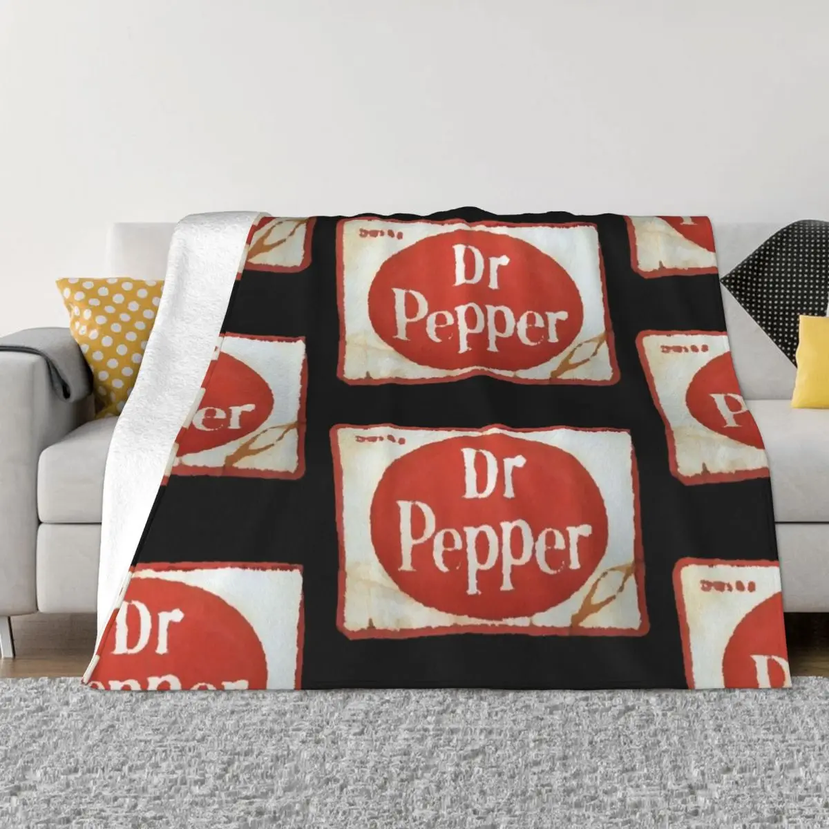 Vintage Rusty Dr. Pepper Soda Sign Throw Blanket Fluffy Softs Shaggy Luxury Designer Moving Blankets