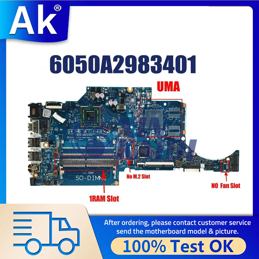 Laptop Mainboard For HP 14-CM 245-G7 TPN-I132 6050A2983401 Notebook Motherboard With E2 A4 A9 CPU 100% Tested OK