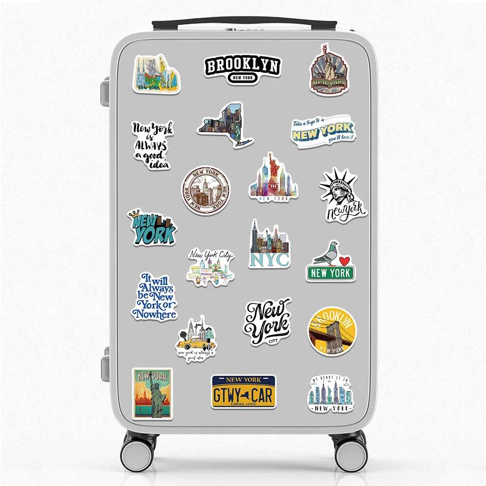 50pcs American New York Stickers Cartoon Graffiti Decals For Laptop Luggage Skateboard Scrapbook Motorcycle Diary Stickers