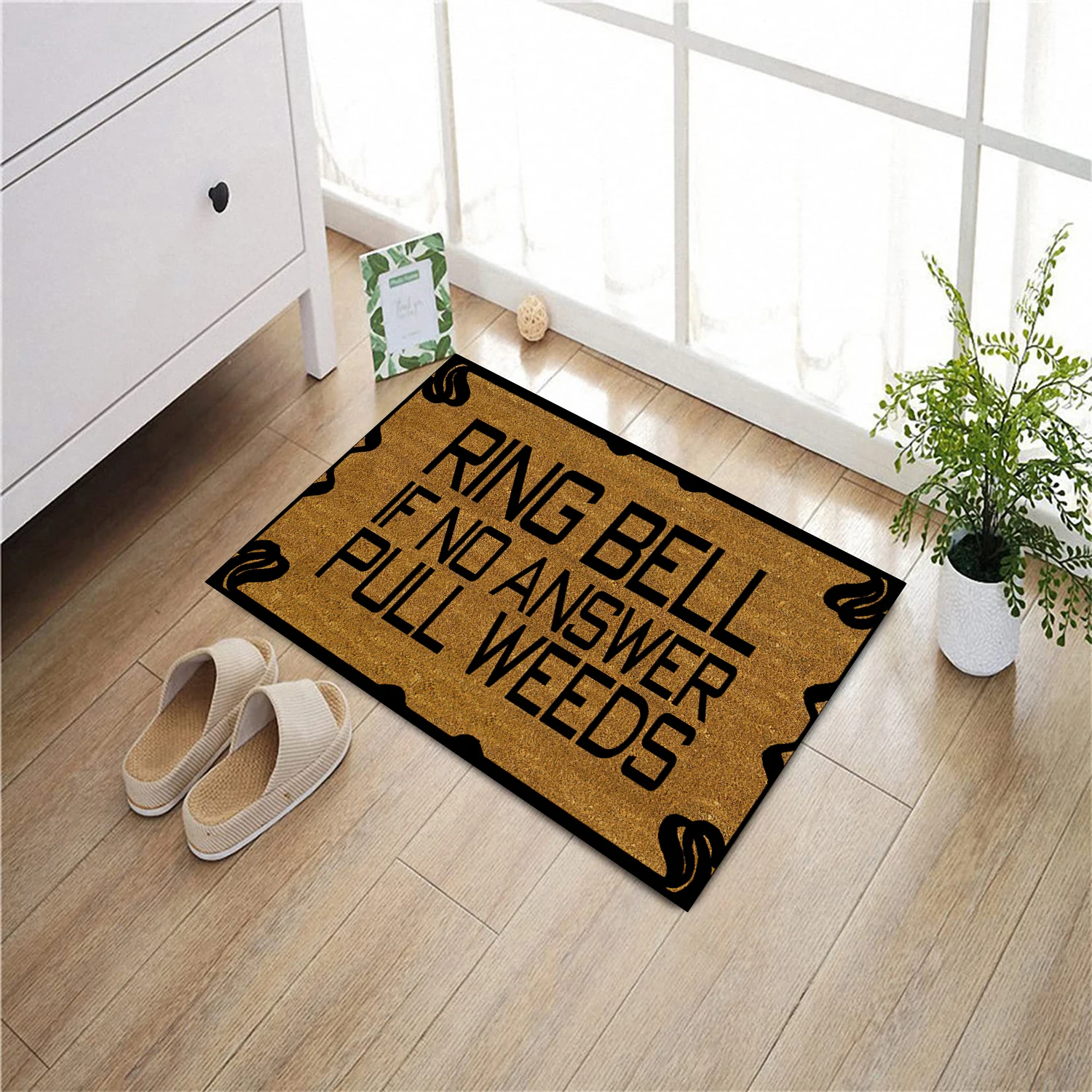 Ring Bell If No Answer Pull Weeds Door Mat,Non-Slip Rubber Floor Mat, Housewarming Welcome Mat for Outdoor Entryway, Kitchen Rug