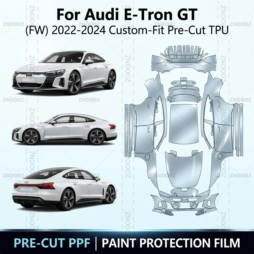 For Audi E-Tron GT (FW) 2022-2024 Custom-Fit Pre-Cut TPU Paint Protection Self Full Vehicle Glossy Clear Matte Black Hydrophobic