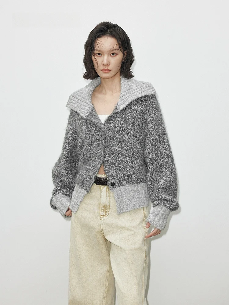 

Весенняя новинка: Женский свитер-пальто XMOOM2026 с воротником, в стиле колор-блок, с длинными рукавами, повседневный, из смесовой ткани (полиэстер, нейлон, акрил, шерсть)