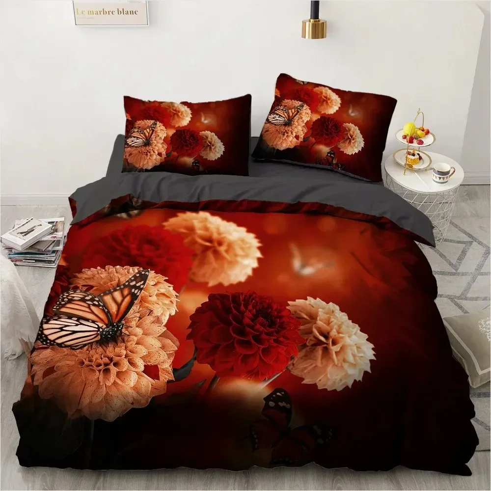 

3D Bedding Set Custom Single Queen King Size 3PCS Duvet Cover Set Blanket Quilt Pillow Case Rose Bed Set For Wedding Microfiber