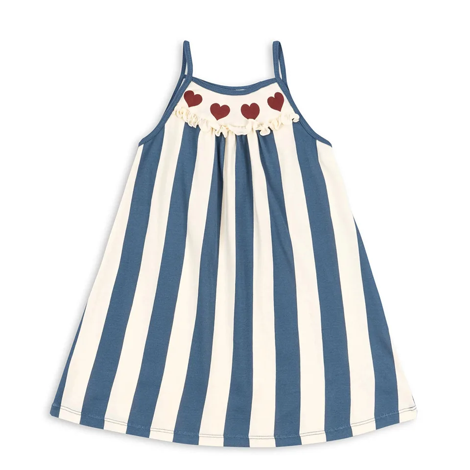 2024 KS Baby Girls Blue Striped Sling Dresses Kids Clothes Girls Cotton Camisole T Shirt + Shorts Suits Children\'s Outfit Sets