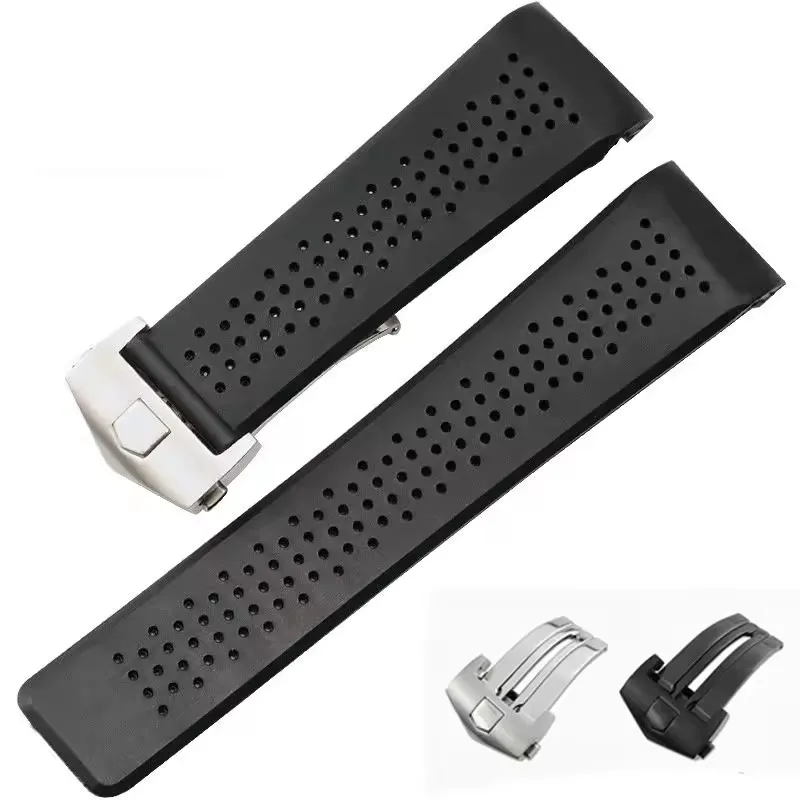 Watch Bracelet For TAG HEUER GRAND CARRERA AQUARACER Soft Silicone Wristband 22mm 24mm Men Watch Strap Rubber Watchbands