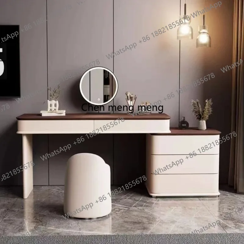 

Small Apartment Makeup Vanities Light Luxury Simple Integrated Bedroom Makeup Vanities Solid Wood Storage Furniture