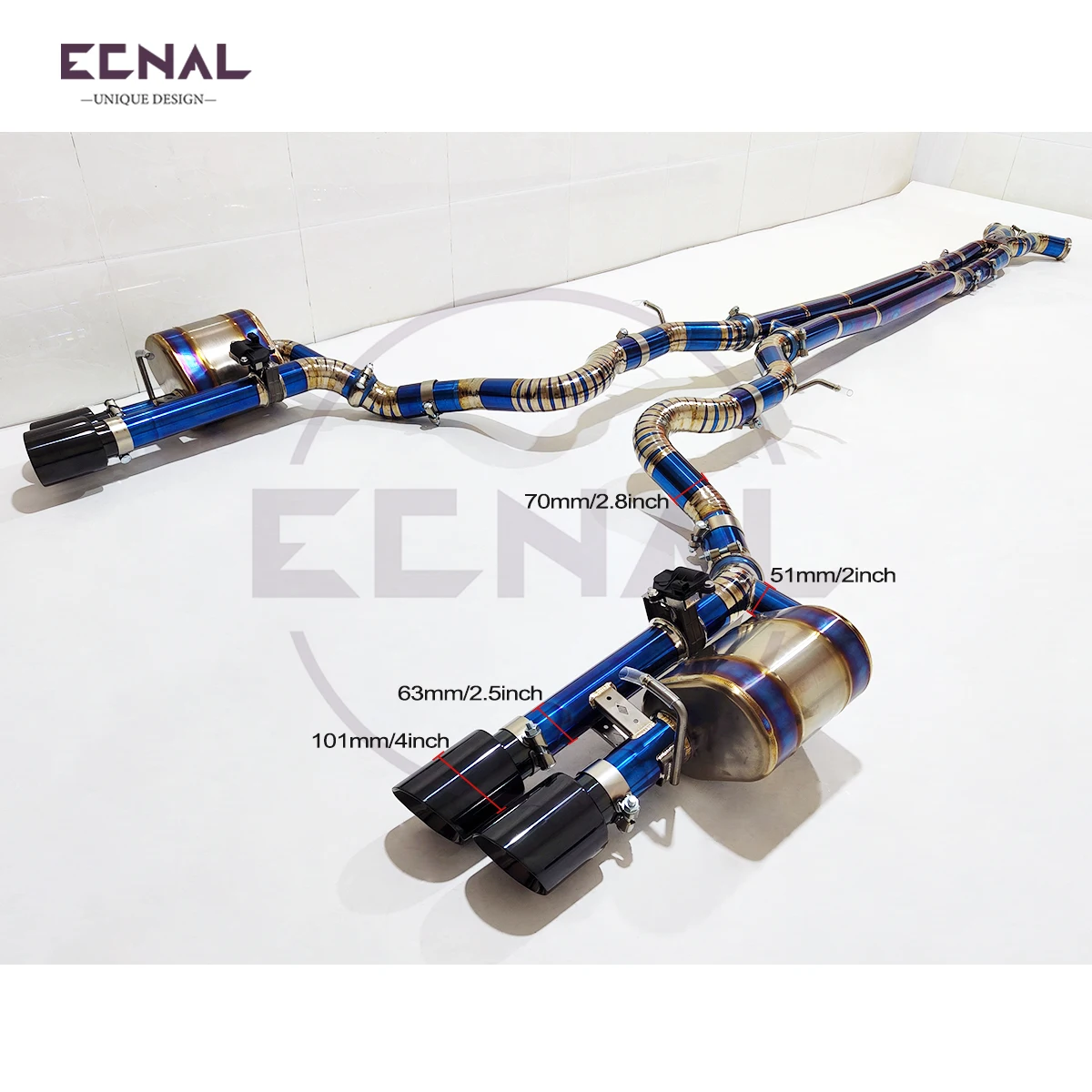 

Ecnal Exhaust Catback with Valve Muffler for Porsche Panamera 976 2.9T TC4 Titanium Alloy Car Sport Valved Exhaust Pipe