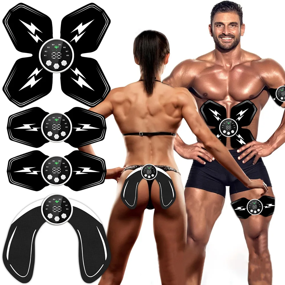 6-Piece EMS Trainer Set for Abdominal Trainer and Fat Burning - Home Exercise Equipment for Waist and Buttocks Training