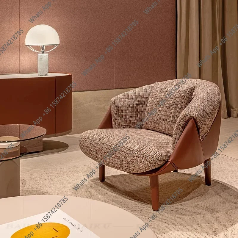 Italian Light Luxury Microfiber Leather Single Chair Hotel Lobby To Negotiate Sofa Designer FRP X