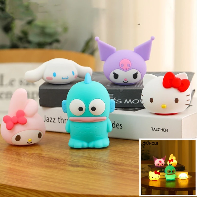 Sanrio Anime Hello Kitty Melody Cinnamoroll sirena Hanton Silicone luce notturna simpatico cartone animato per bambini Bedhead decorazione luce