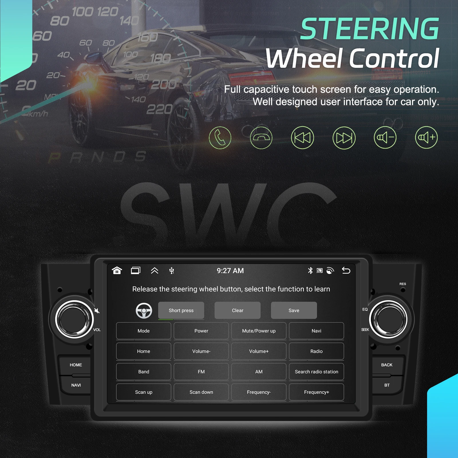 Podofo 9-Zoll Carplay 2Din Autoradio für Fiat Punto 2005-2009 Linea 2007-2011 Android Auto Multimedia-Player GPS-Navigation WiFi FM/RDS DSP – Detail 17