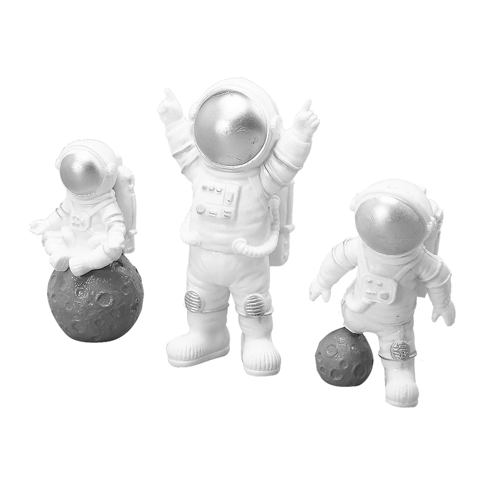3 Piece Astronaut Fridge Stickers Creative Resin Spaceman Decals Cartoon Refrigerator Kitchen Decor