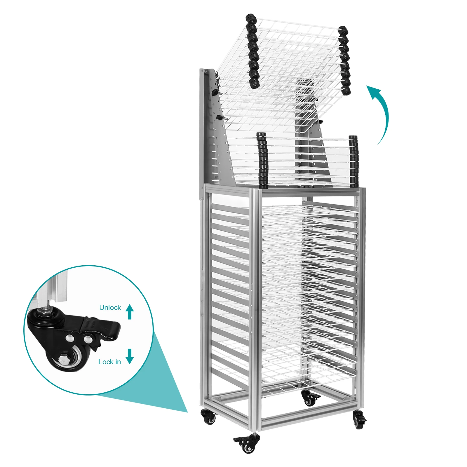 

30-Layer Art Drying Rack with Wheels Mobile Easel Drying Rack Floor-Standing Multi-Function Storage Rack for Tool/Food/Easel