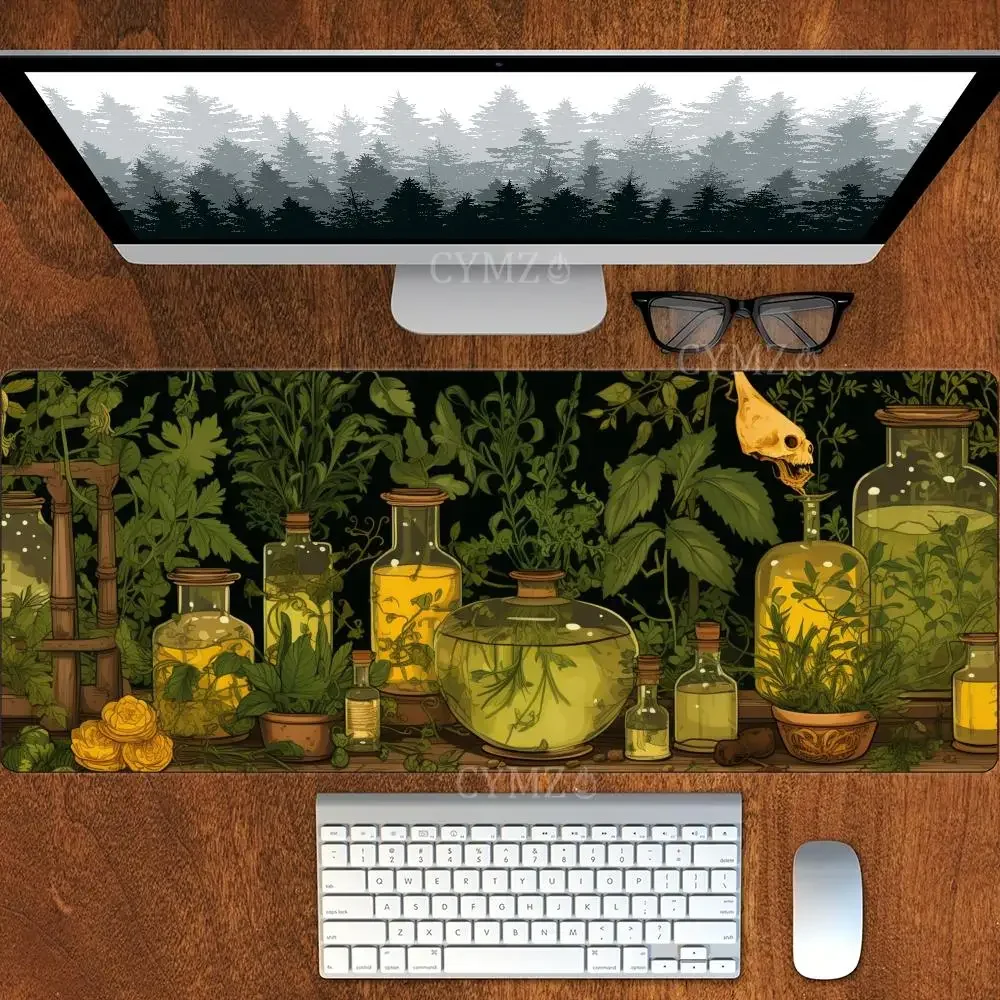 

Glass jar with green plants Mouse Pad Desk Mat gaming mats rubber anti-slip Durable pc desk accessories keyboard mouse pads