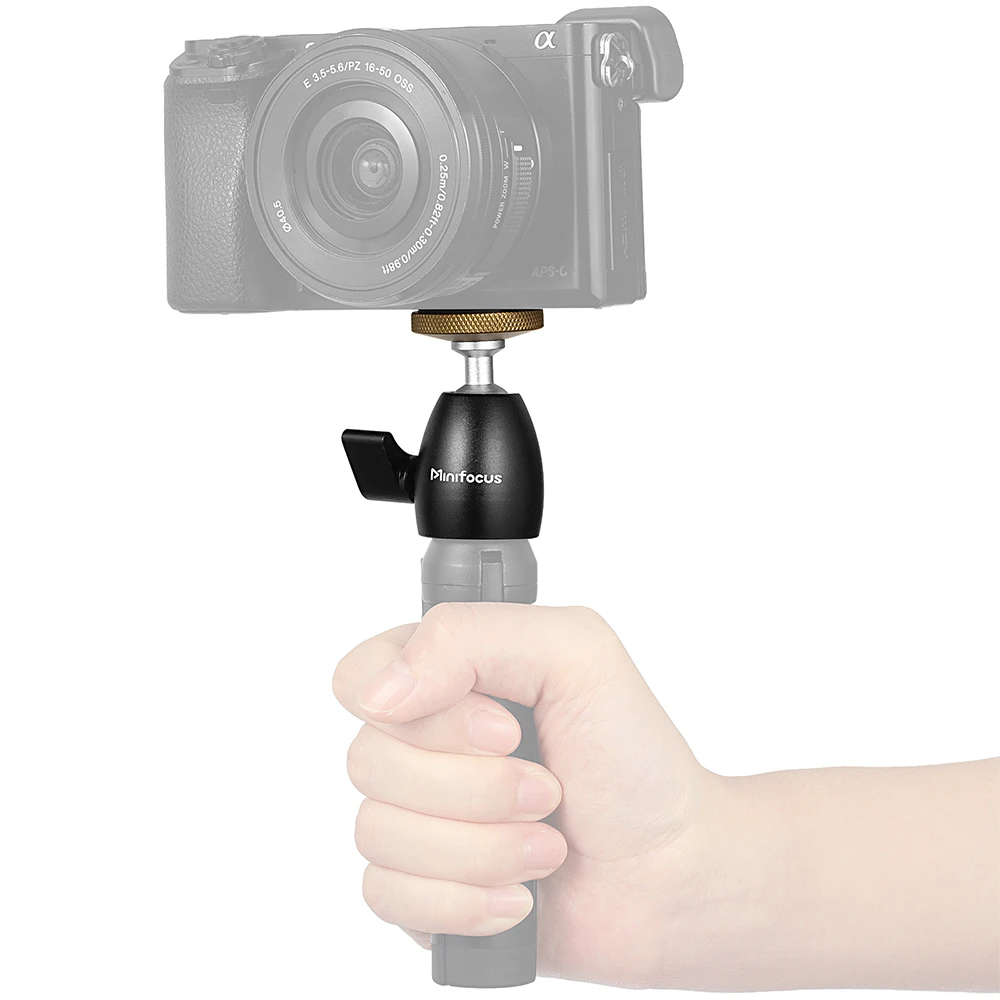 Minifocus Mini trépied rotule avec vis 1/4 pouces pivotant à 360 degrés en alliage d'aluminium photographie rotule trépied pour appareil photo reflex numérique