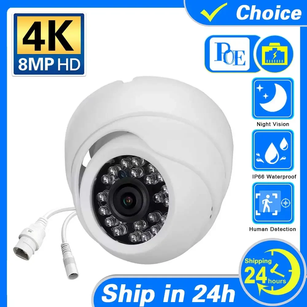 

4K 8MP POE Surveillance Camera IP H.265+ 48V POE DC 12V Dome HD IR Night Vision CCTV Video Security Camera For 4K NVR