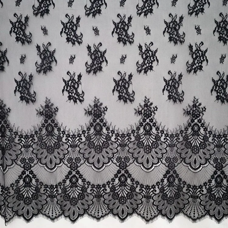 300CMX150cm Width Exquisite Black and White Lace Fabric, DIY Dress, Curtain Decoration, Wedding Decoration Accessories
