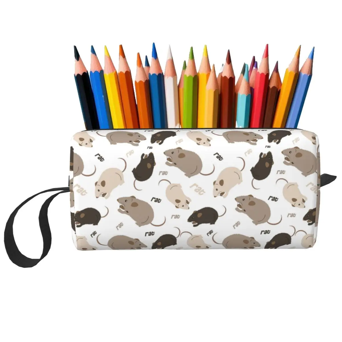 Rat Pattern Pencil Case for Boys Girls Gifts Pen Box Pencil Bag Stationery Supplies Travel Women Cosmetic Bag