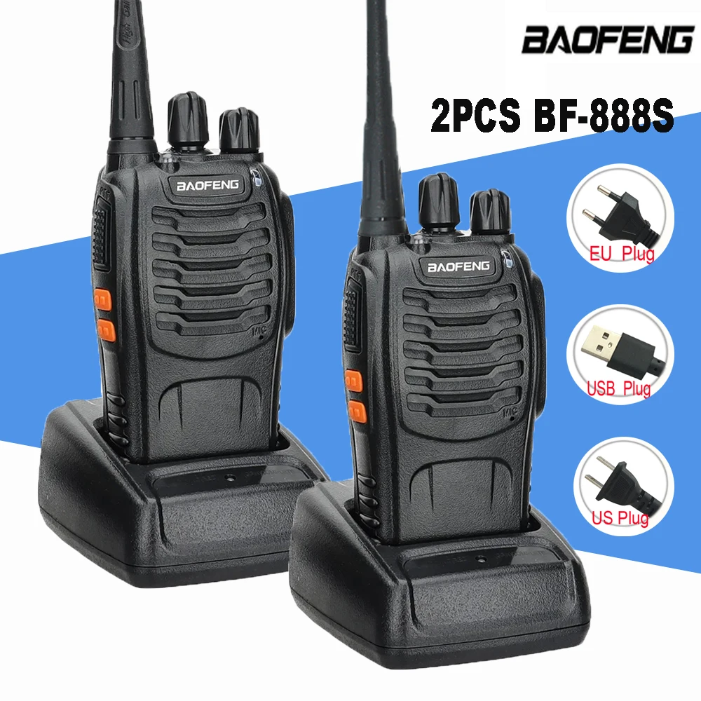 2PCS Baofeng BF 888S Walkie Talkie UHF BF888S Long Range Two Way Ham Portable Radio Transceiver for Hunting Hotel Receiver