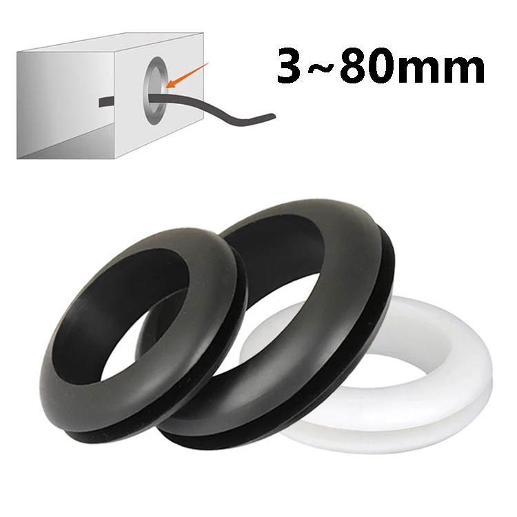3mm~80mm Rubber Seals Washer for Protects Wire Cable Hole Protection Ring Furniture Desk Computer Cabinet Cable Protection Ring