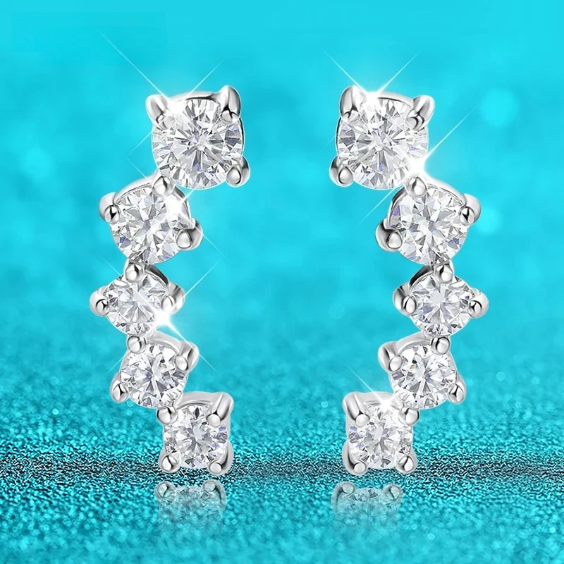 

Earrings 925 Sterling Silver 100% 1.16cttw Gradient Gem Full Moissanite Stud Earrings for Women Sparkling Party Jewelry