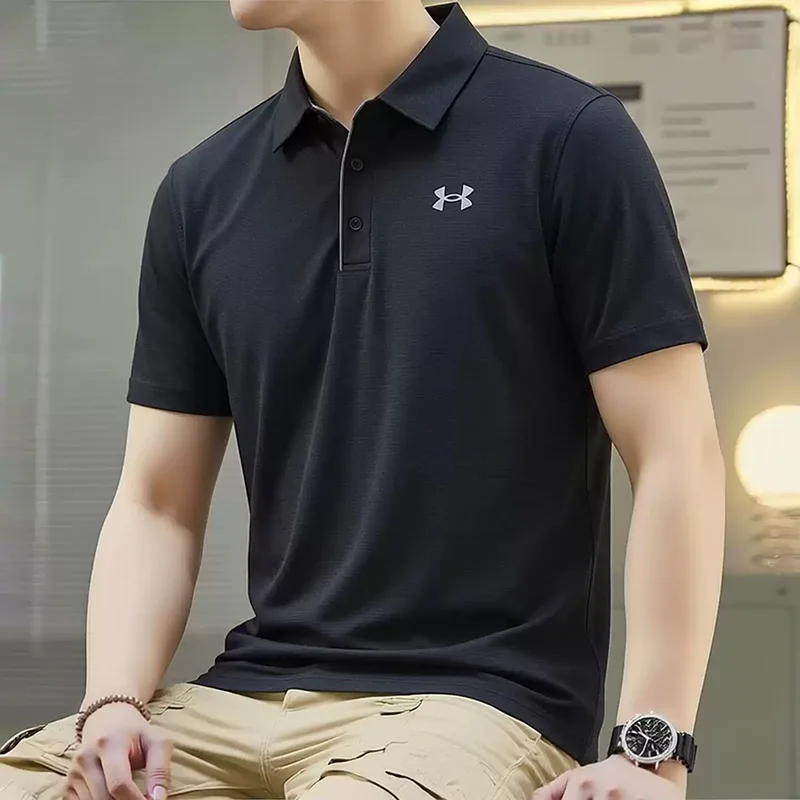 Under Armour Quick-Dry Short-Sleeved Polo Shirt for Men - New Style Collar Half-Sleeve Business Sport Shirt 1290140-001