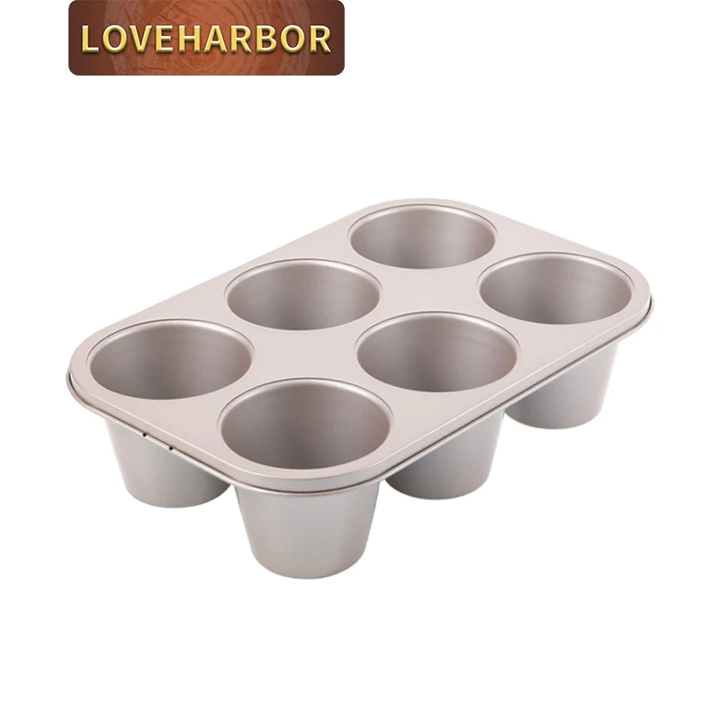 6 Cup Jumbo Deep Pan  Baking Tools Cupcake Molds Muffin Tray Carbon Steel Baking Pan Non-Stick Bakeware