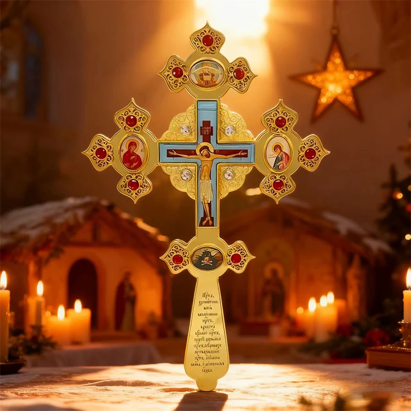 

Modern Minimalist Eastern Orthodox Cross Desktop Display Sacred Decor For Devout Believers Home Faith Prayer Companion Memorial