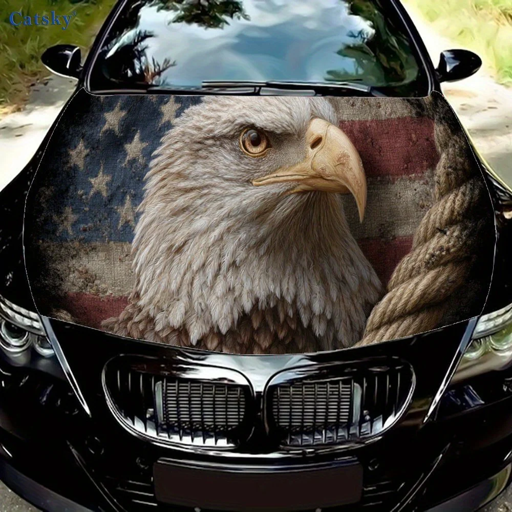 Dynamic Eagle with Stars Car hood decals, car cover decorative stickers, and vinyl wraps for cars, SUVs and trucks. Self-adhesiv