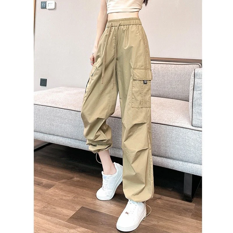 Lady Retro Casual Hoge Taille Broek Vrouwen Koreaanse Streetwear Cargo Broek Meisjes Klassieke Loose Fit Rechte Pijpen Broek