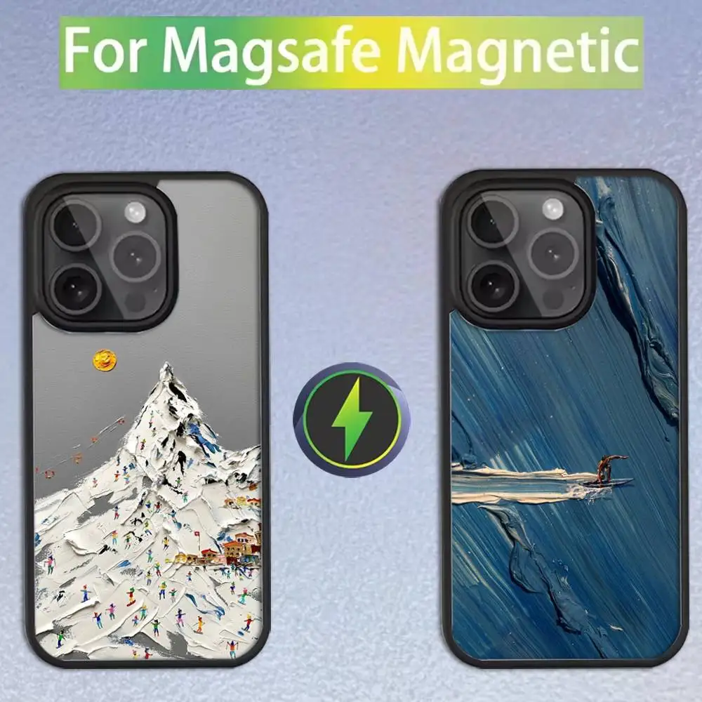

Snow Mountain Skiing Ski For iPhone 11,12,13,14,15,16,17,Pro,Max,Plus,Mini,SE4,E Phone Case Magnetic For Magsafe Wireless