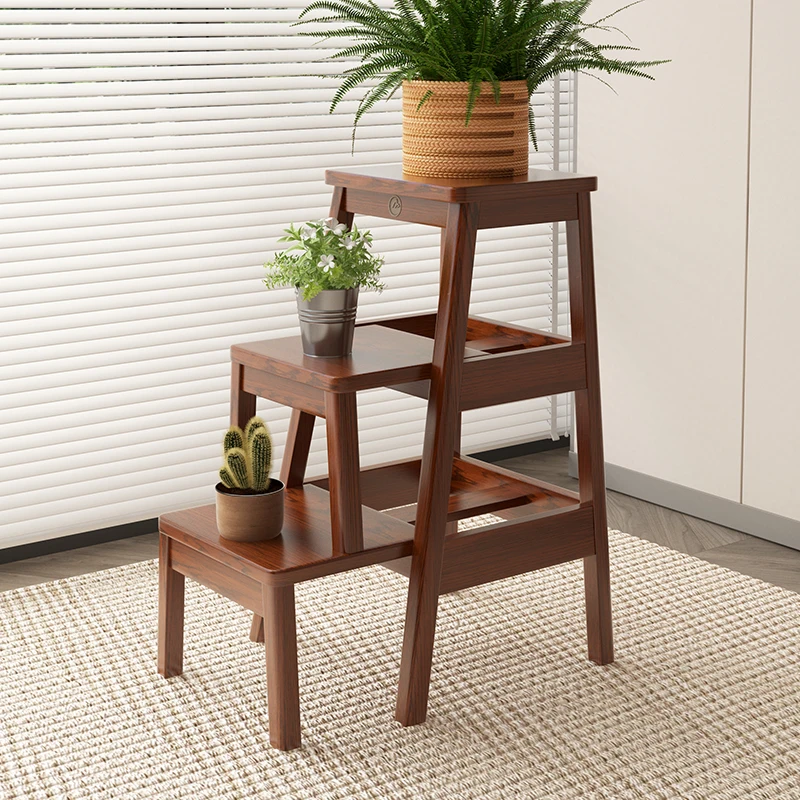 Табурет-лестница из цельного дерева, бытовая складная лестница