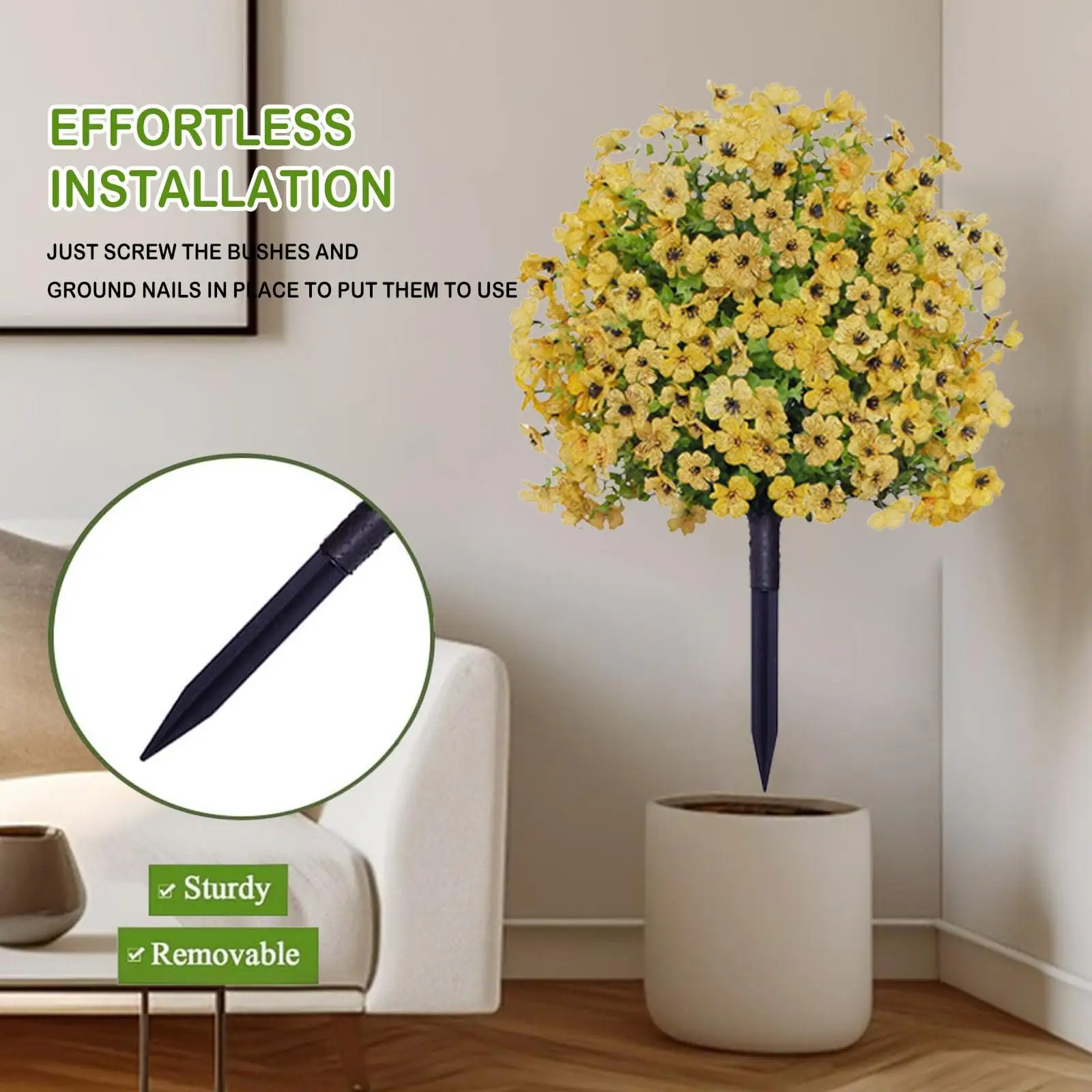 Artificial Violet Flower Stake Outdoor Garden Art Sculpture Ornament for Backyard Porch Lawn Hallway Decoration