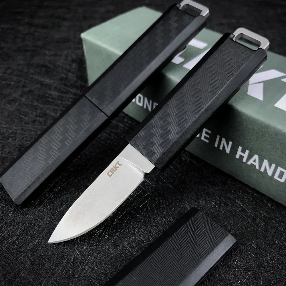 CR2425 Scribe Stonewashed Plain Blade Mini-Taschenmesser mit Schutzhülle Outdoor-Messer mit fester Klinge EDC Multitools Jagd