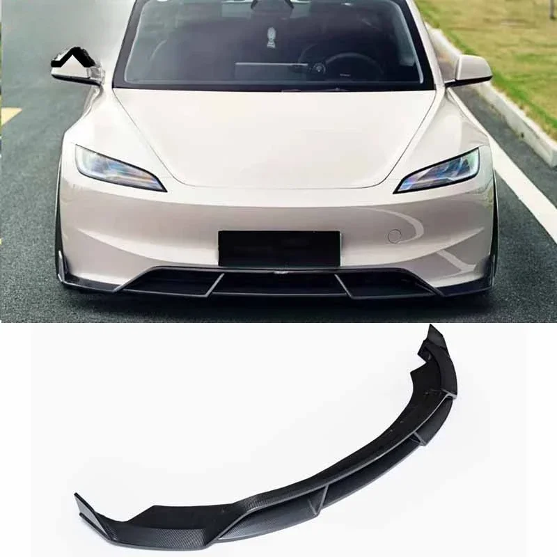 

Wholesale Carbon Fiber front lip front Bumper spoiler Body Kits accessories CMS Style For Tesla Model 3 2023-2024